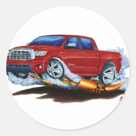 Toyota Tundra Crewmax Red Truck Ronde Sticker (Voorkant)