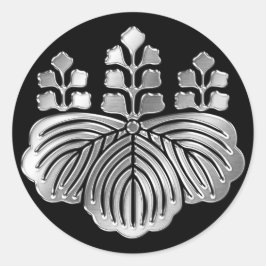 Toyotomi Clan Kamon Silver Chrome Ronde Sticker