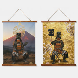 Toyotomi Hideyoshi Samurai Wapenrusting Rode Fuji Hangend Wandkleed