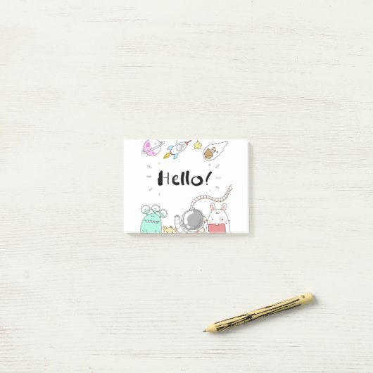 Toys Astronaut Rocket Planet Galaxy Alien Monster. Post-it® Notes (Op bureau)