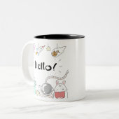 Toys Astronaut Rocket Planet Galaxy Alien Monster. Tweekleurige Koffiemok (Voorkant links)