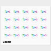 TOYS in Colorful Lettering Ronde Sticker (Vel)