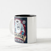 TP-speler - Vegen van de achterkant | Grappige laa Tweekleurige Koffiemok (Voorkant links)