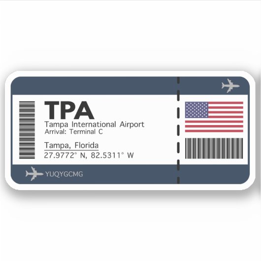 TPA Tampa Boarding Pass - Florida Sticker (Voorkant)