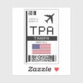 TPA Tampa, Florida Airport Boarding Pass - Verenig Sticker (Vel)