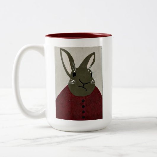 TPIO "Dat boek is al te laat" Librarian Bunny Tweekleurige Koffiemok (Links)