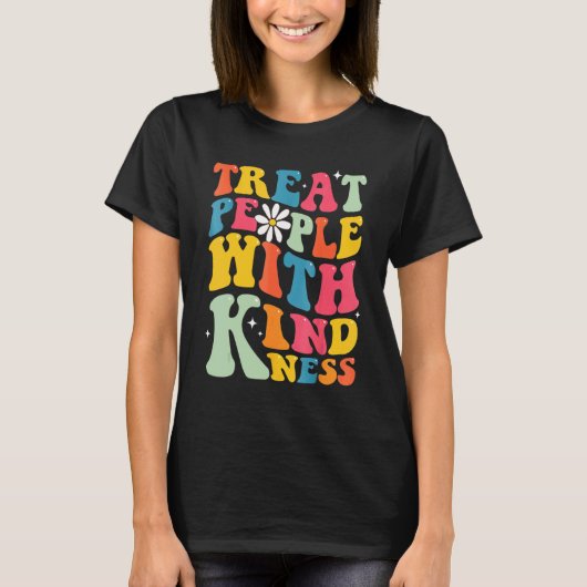 TPWK Treat People With Kindness Rainbow Daisy Flor T-shirt (Voorkant)