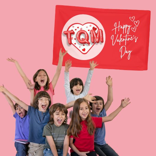 TQM - Red and Pink Hearts Happy Valentine's Day Spandoek