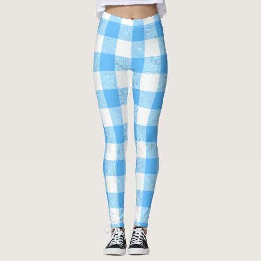 Traag-levend Zomer Hemel Plaid Leggings (Voorkant)