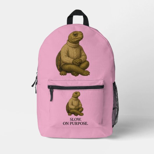 TRAAG MET OPZET. BEDRUKTE RUGZAK (Voorkant)