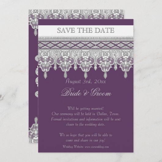 Traag, Paars en grijs - sla de datum op Kaart (Voorkant / Achterkant)