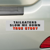 Traagingstoestellen vertragen me, echt verhaal roo bumpersticker (Op auto)