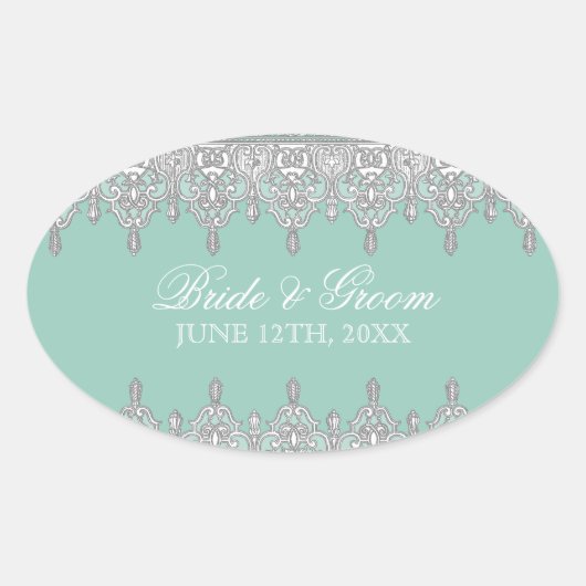 Traan Drop Lace, Aqua Blue Wedding Seal of Sticker (Voorkant)