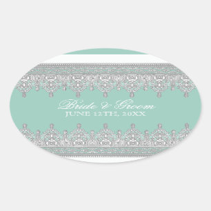 Traan Drop Lace, Aqua Blue Wedding Seal of Sticker