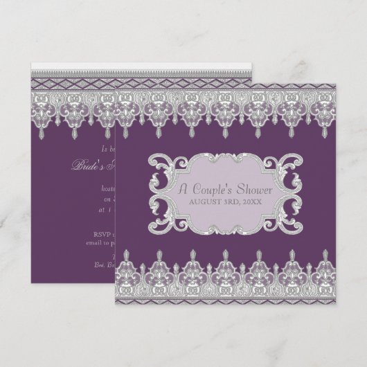 Traan Drop Lace, Lavender & Grey - Vrijgezellenfee Kaart (Voorkant / Achterkant)