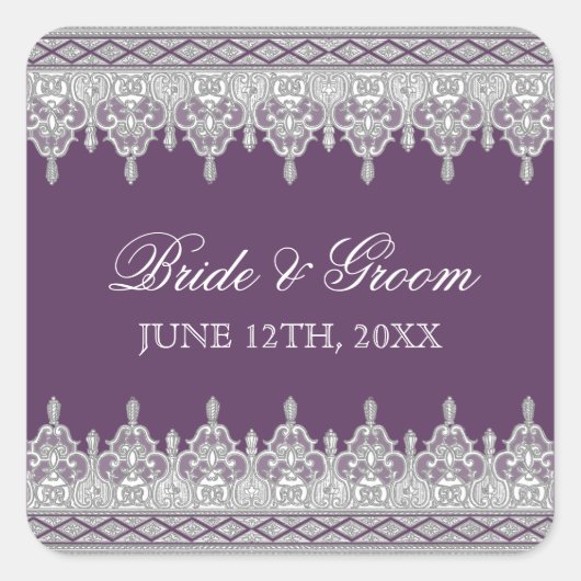 Traan Drop Lace, Lavender Wedding Seal of Sticker (Voorkant)