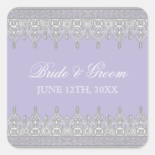 Traan Drop Lace, Lavender Wedding Seal of Sticker (Voorkant)