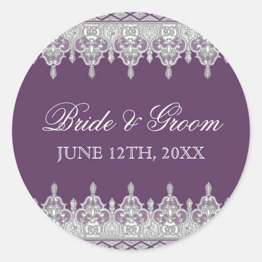 Traan Drop Lace, Lavender Wedding Seal of Sticker (Voorkant)