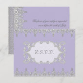 Traandrop Kant, Lavendel & Grijs - Trouw Uitnodigi RSVP Kaartje (Voorkant / Achterkant)