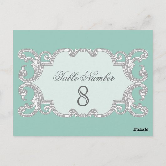 Traandruppelkant, Aqua Blue tafelnummer Kaarten (Achterkant)