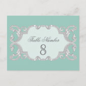 Traandruppelkant, Aqua Blue tafelnummer Kaarten (Voorkant)