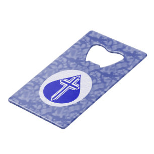Traankruis op Blauw Creditkaart Flessenopener