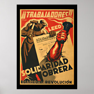 TRABAJADDRES! WERKNEMERS - SPAANSE BURGEROORLOG POSTER