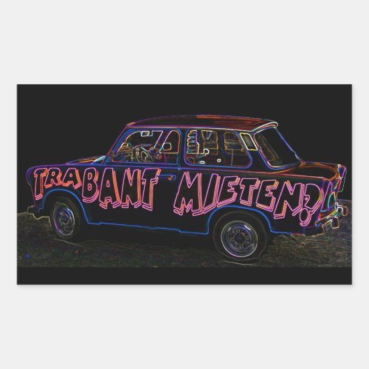 Trabant Auto Te Huur(Mieten), Zwart Terug Rechthoekige Sticker (Voorkant)