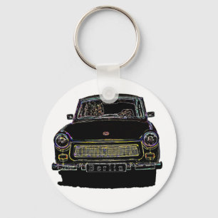 Trabant Car, Black Outlining, Front Uitzicht Sleutelhanger