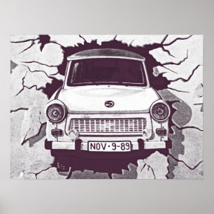 Trabant Car, Black & White, Berlijnse muur (1) Poster