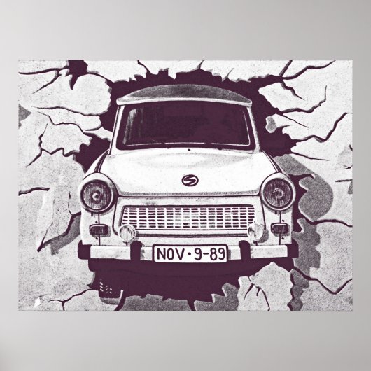 Trabant Car, Black & White, Berlijnse muur (1) Poster (Voorkant)