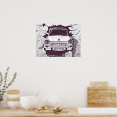 Trabant Car, Black & White, Berlijnse muur (1) Poster (Keuken)