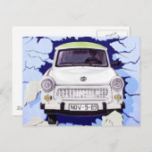 Trabant Car, Bleek Blue, Berlijnse muur Briefkaart (Voorkant / Achterkant)