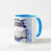 Trabant Car, Bleek Blue, Berlijnse muur Mok (Voorkant rechts)