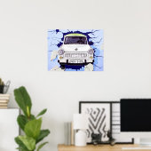 Trabant Car, Bleek Blue, Berlijnse muur Poster (Thuiskantoor)