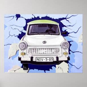 Trabant Car, Bleek Blue, Berlijnse muur Poster