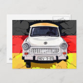 Trabant Car en German Flag, Berlin Wall Briefkaart (Voorkant / Achterkant)