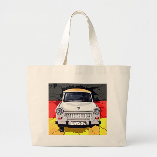 Trabant Car en German Flag, Berlin Wall Grote Tote Bag (Voorkant)
