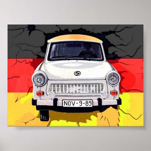 Trabant Car en German Flag, Berlin Wall Poster (Voorkant)