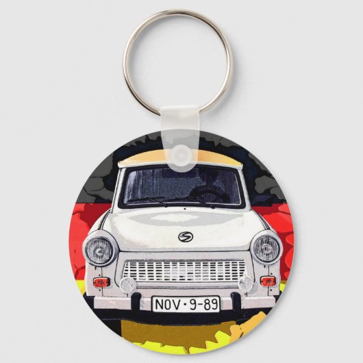 Trabant Car en German Flag, Berlin Wall Sleutelhanger (Voorkant)