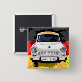 Trabant Car en German Flag, Berlin Wall Vierkante Button 5,1 Cm (Voorkant /achterkant)