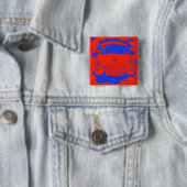 Trabant Car en Red/Blue Berlin Wall Vierkante Button 5,1 Cm (In situ)