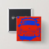 Trabant Car en Red/Blue Berlin Wall Vierkante Button 5,1 Cm (Voorkant /achterkant)