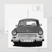 Trabant Car Front, Black and White, Berlijn Briefkaart (Voorkant / Achterkant)
