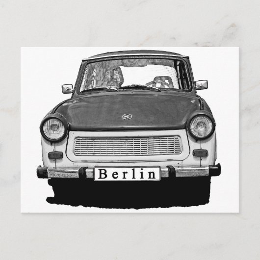 Trabant Car Front, Black and White, Berlijn Briefkaart (Voorkant)