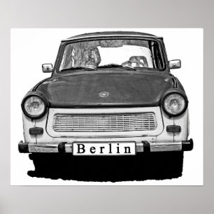 Trabant Car Front, Black and White, Berlijn Poster