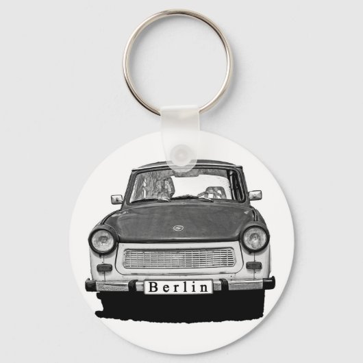 Trabant Car Front, Black and White, Berlijn Sleutelhanger (Voorkant)