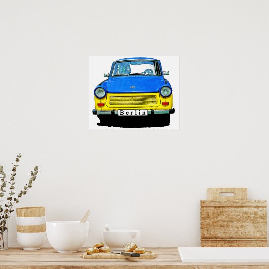 Trabant Car Front, Blue & Yellow, Berlijn Poster (Keuken)