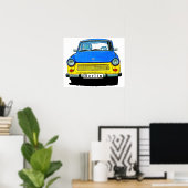 Trabant Car Front, Blue & Yellow, Berlijn Poster (Thuiskantoor)