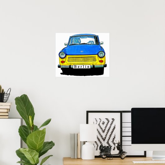 Trabant Car Front, Blue & Yellow, Berlijn Poster (Thuiskantoor)